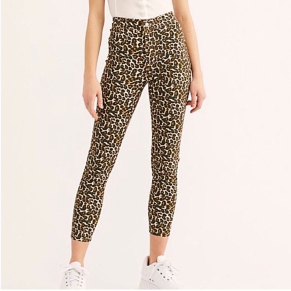 Free People We The Free High Rise Leopard Print Skinny Jeans